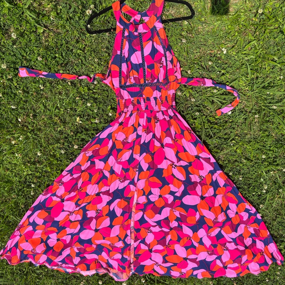 Anthropology Maxi Crochet Bodice Halter Dress Sz L